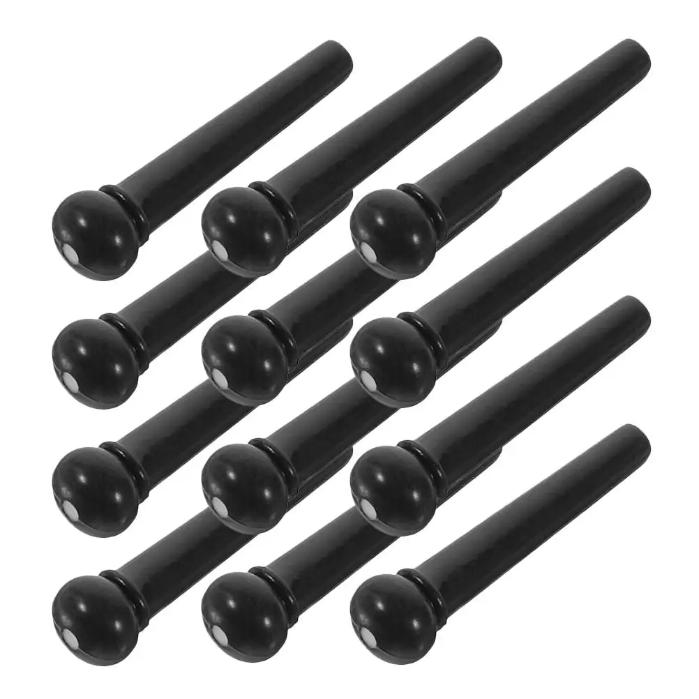 

12 Pcs Guitar Bridge Pins Acoustic String Pegs Plastic Black Abs Clear Sound Stable Strings Reduced Resonance Sturdy Portable