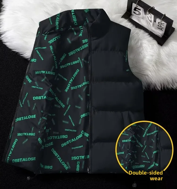 

Двусторонняя утепленная хлопковая жилетка для мужчин, осенне-зимняя новинка, модный бренд, молодежная, популярная, приталенная модель