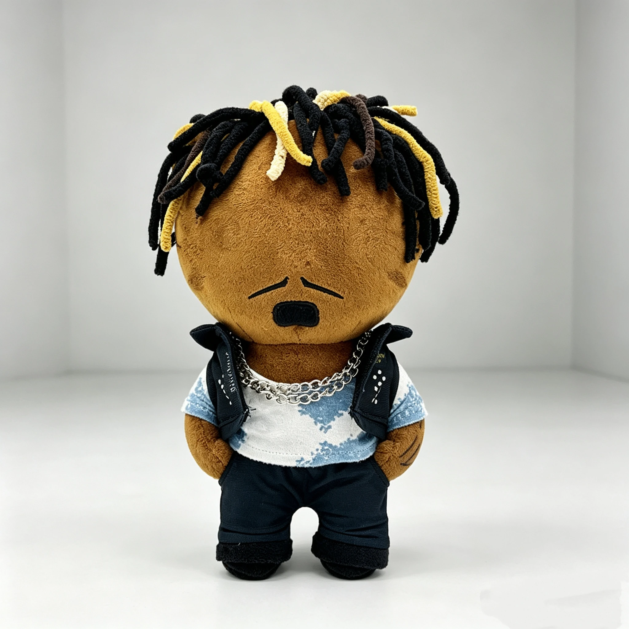 25cm Cat Plush Doll Braided Head Vest Boy Figure Stuffed Toys Cute Boys Girls Christmas Gift view 2