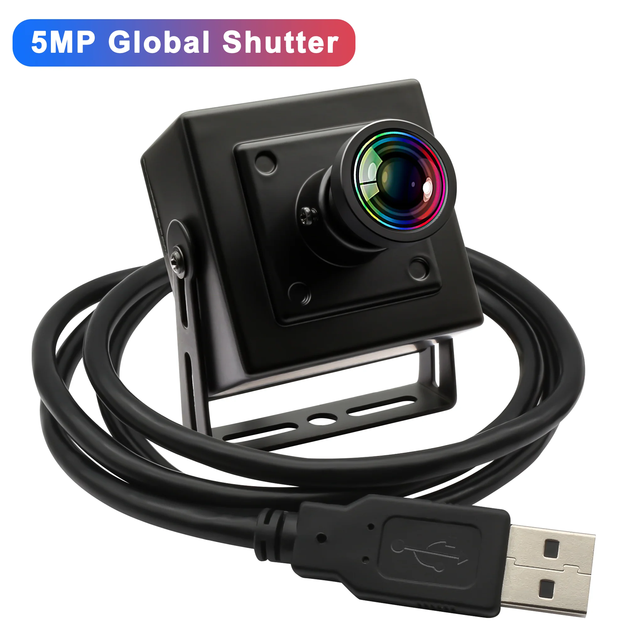 ELP 5MP 50fps Global Shutter USB Camera with No Distortion Lens High Speed 60fps 1080P HD Webcam Wide Angle PC Camera Module