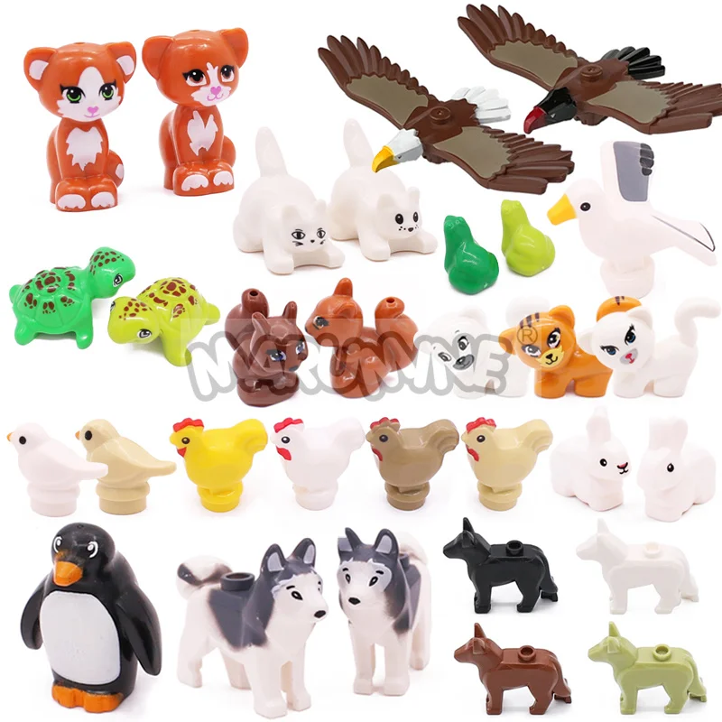 Marumine MOC bloques de animales 20 piezas piezas de ladrillos modelo 11602 95342 41835 accesorios de granja pollo gallo perro pájaro Ranch