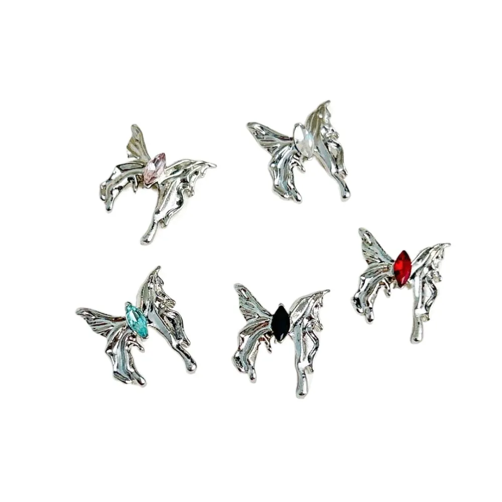 5Pcs/set Alloy Nail Charms Butterfly Nail Decorations Manicure Ornaments Metal Nail Art Drills Butterfly Nail Accessories