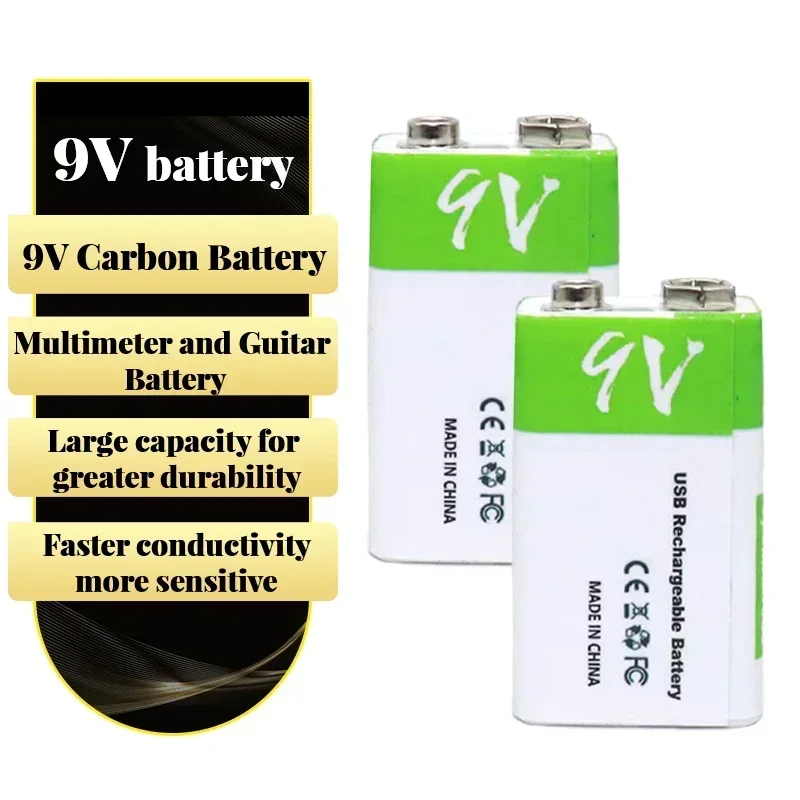 2023 9V 1800mAh Lithium ion Rechargeable Battery Mini USB Battery for Multimeter Mic 9V Lithium ion Toy Remote Control KTV Use