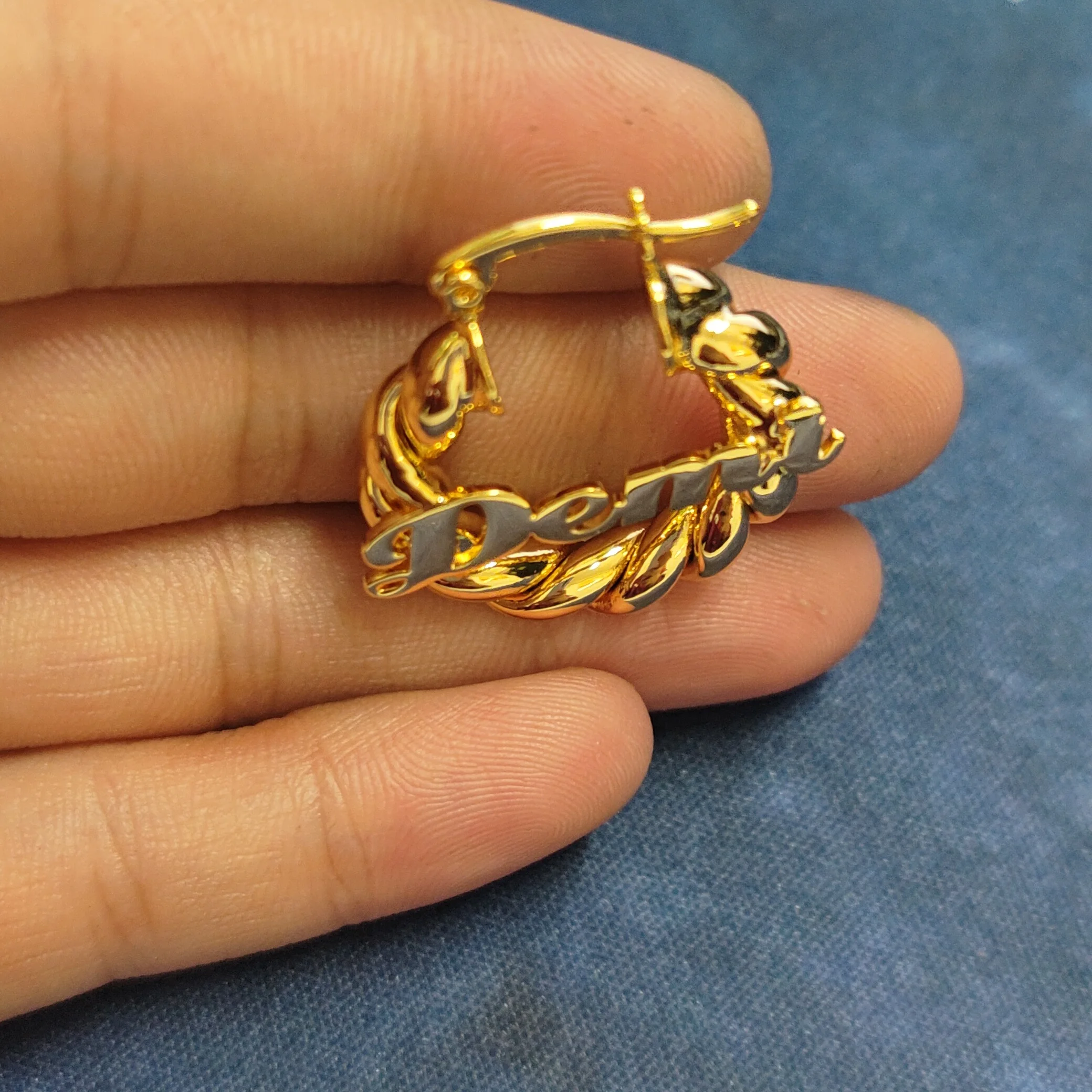 Custom Name Hoop Earrings For Kids Personalized Letter Earrings Mini Twist Hoop Earrings Customize Name Earrings
