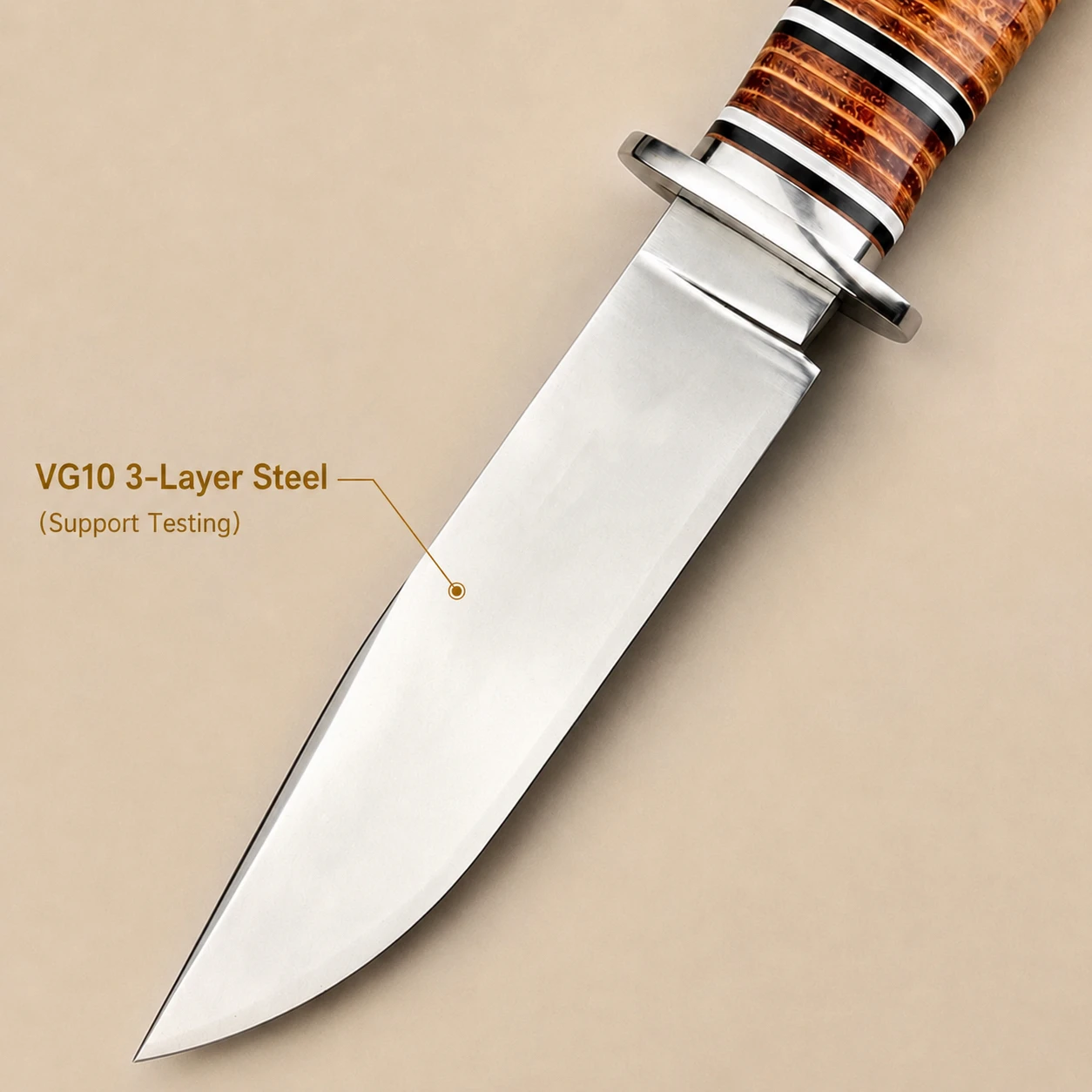 VG10 Stainless Steel Fixed Blade Knife with Sheath Outdoor Camping Bushcraft Knife for Hiking Survival Camping Gear