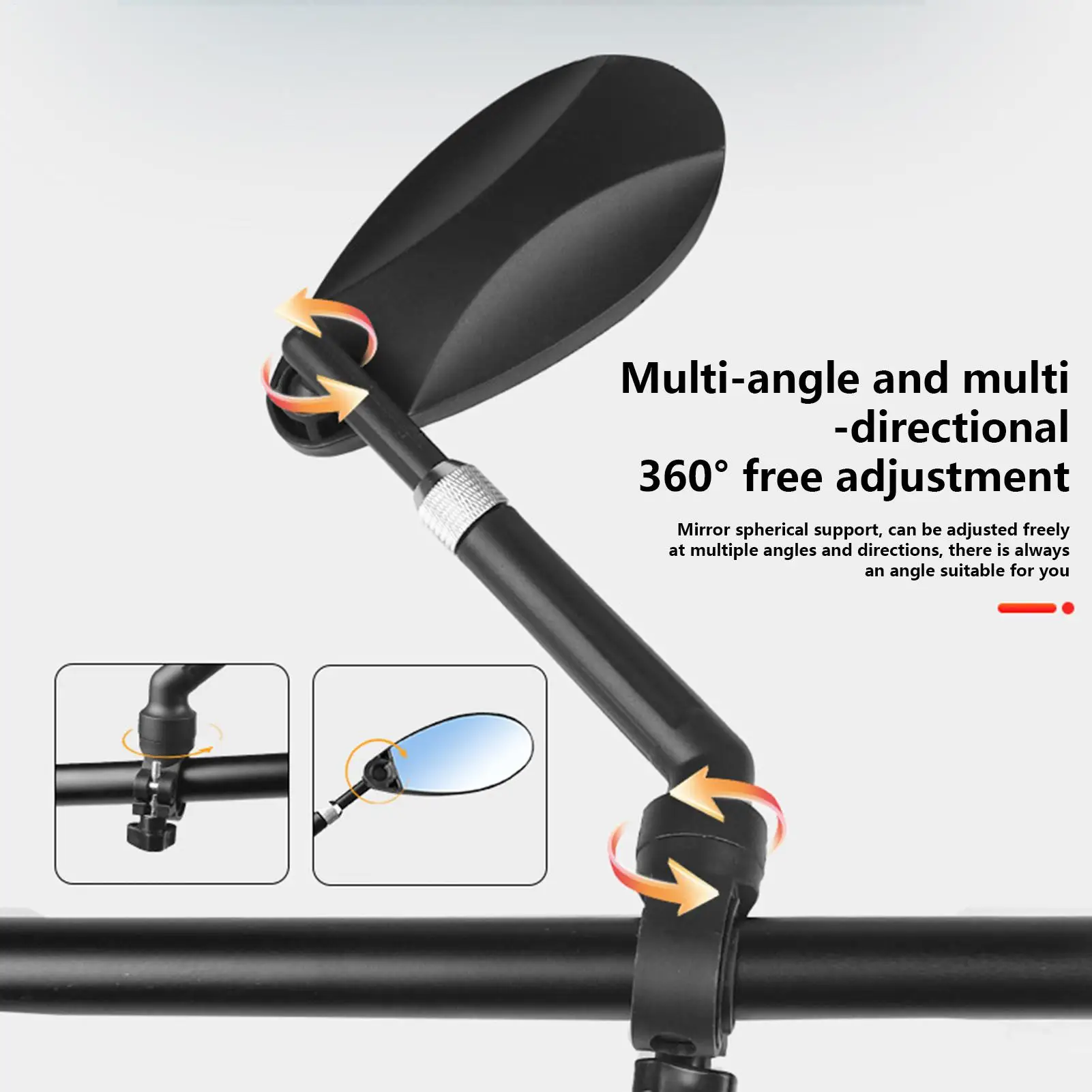 

1 Pair Cycling Handlebar Safety Rearview Spots Mirror Bicycle Rearview Mirror 360 Degree Adjuatable Wide Angle reflector