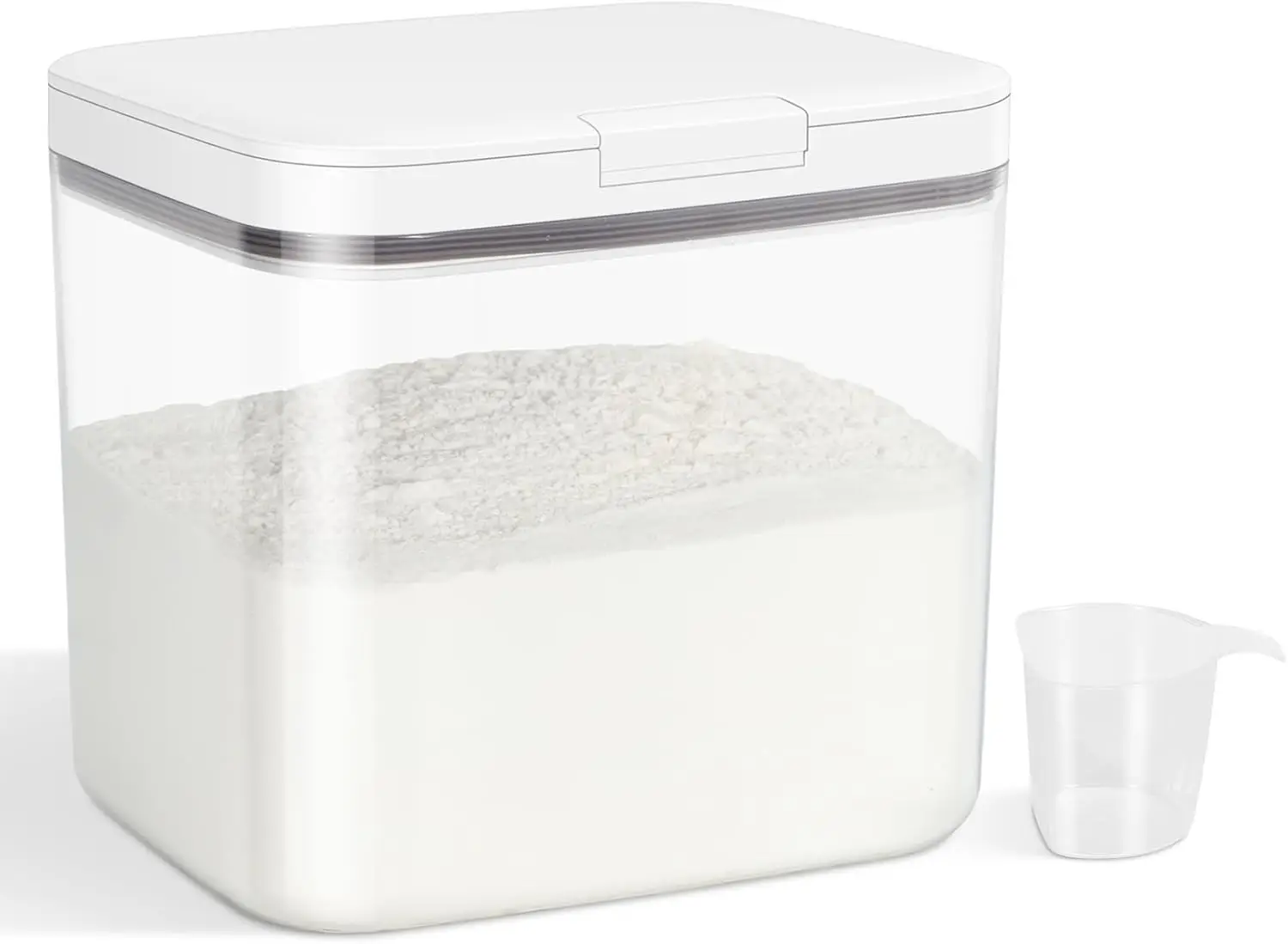 

Versatile Storage Container Bin with Pop-up Lid & Scoop, Rice Flour Container Dog Cat Food Storage Container, Laundry Room Or