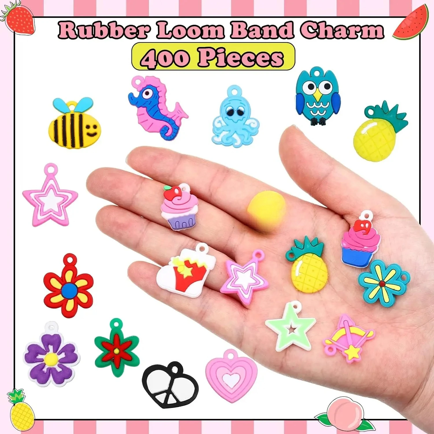 Pulsera de banda de goma, dijes de banda de telar de goma, pulsera de silicona, Kit de fabricación de joyería colorida, colgante de pulsera y collar DIY