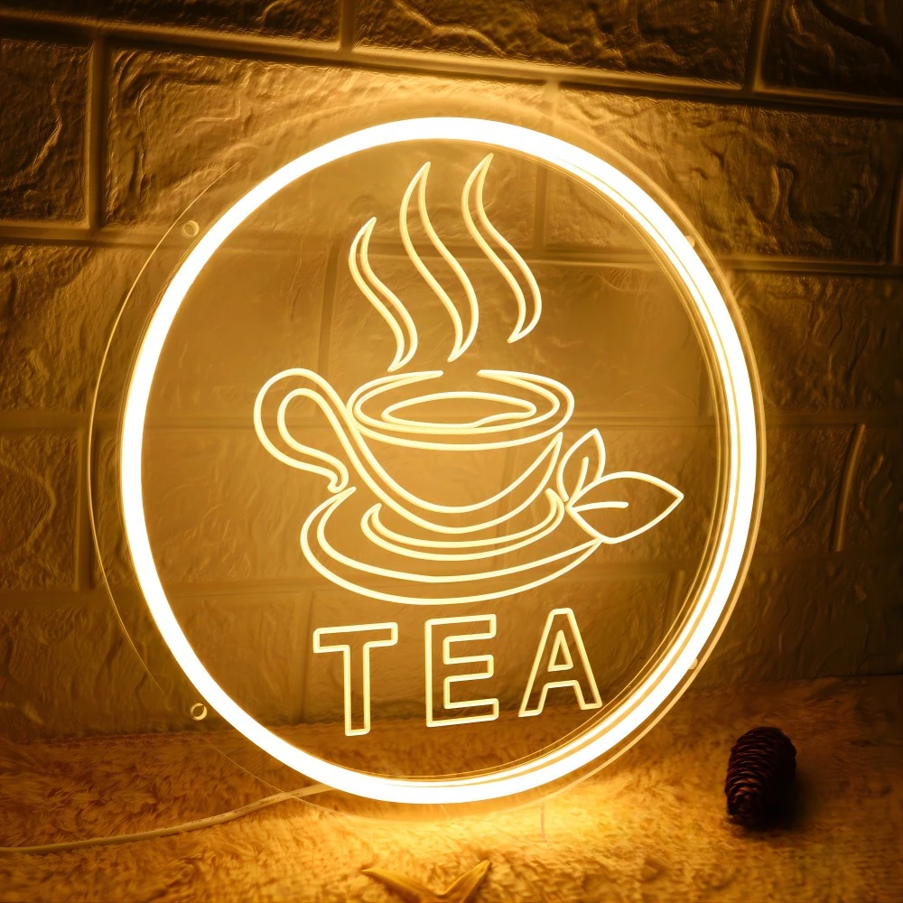 Tea Neon Sign Engrave Personlity LED Lights For coffee shop Decoration Neon on The Wall Frames Room Decors Support Custom 12 Col