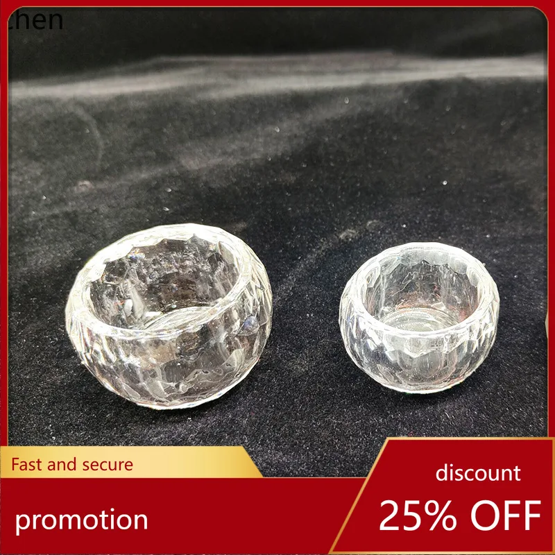 

YFY Crystal Base Ornament Transparent Flat Bottom Cup Crystal Glass Bowl Essential Oil Facial Mask Bowl