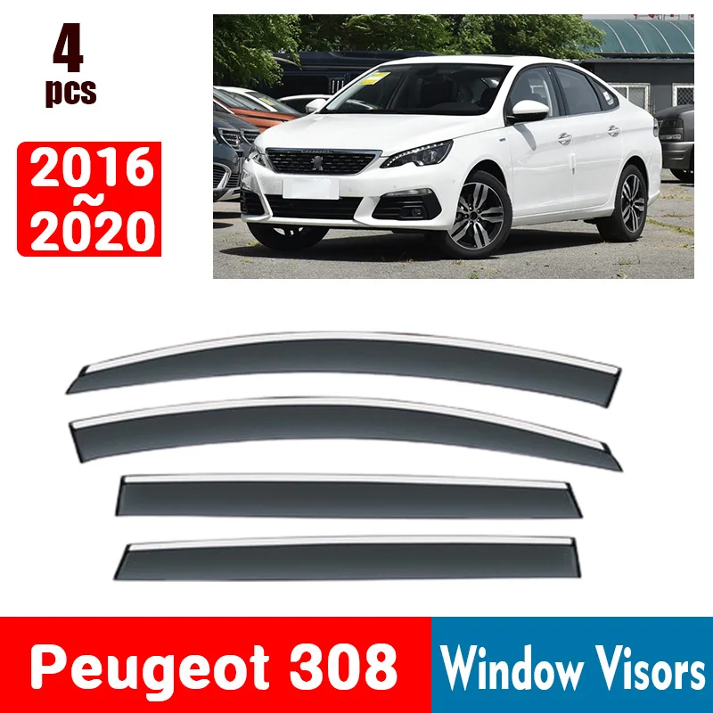 

FOR Peugeot 308 2016-2020 Window Visors Rain Guard Windows Rain Cover Deflector Awning Shield Vent Guard Shade Cover Trim