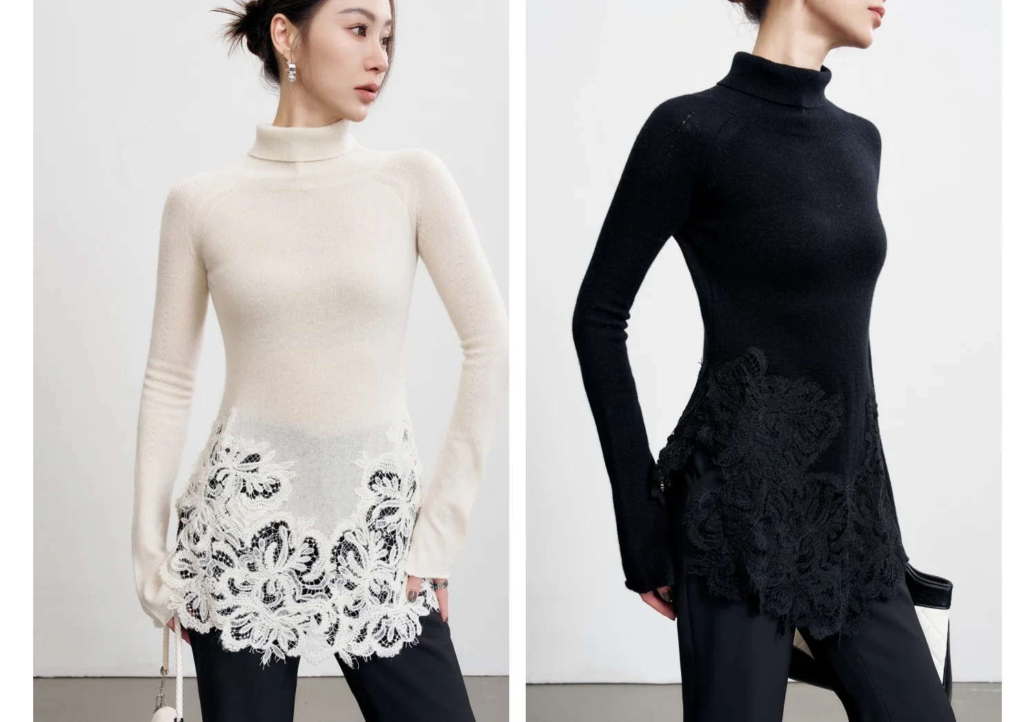 

High Quality 100% Cashmere Pink Sweaters Grey Fashion Women's White Knitted Top Elegant Ladies Black Pullover Long