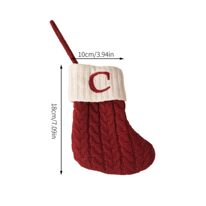 Cute Letter‑printed Knitted Yarn Christmas Stocking Pendants, Creative Festive Hanging Decor, Home Holiday Atmosphere Layout