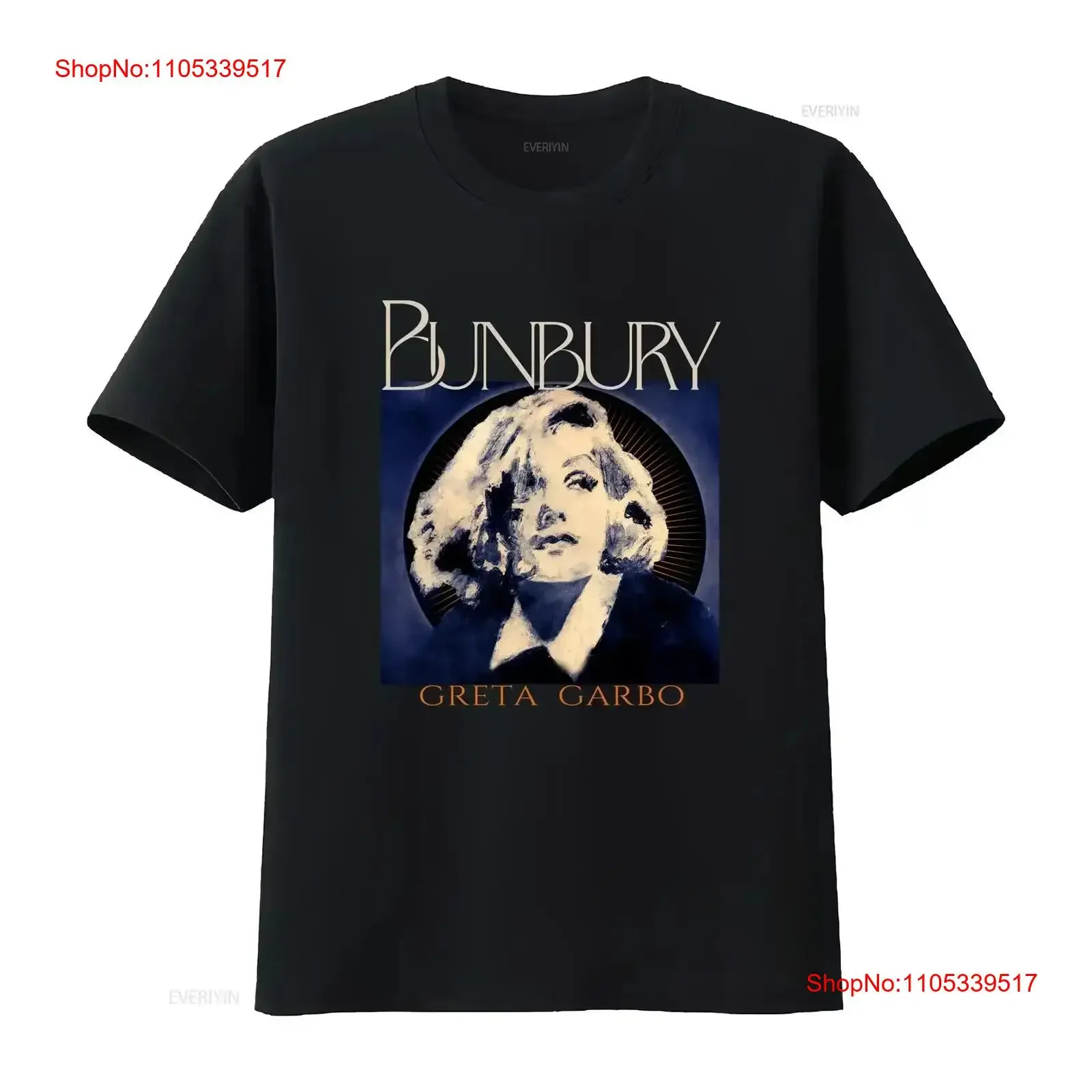 Camiseta Retro BUNBURY Greta Garbo negra talla S 5XL NE1961 de manga larga vintage lavada a la moda cómoda elástica vintage