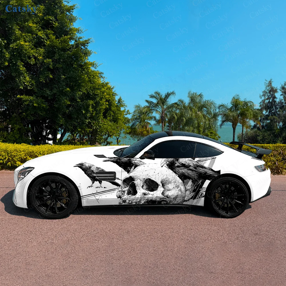 

Темное украшение на боковую наклейку с черепом автомобиля, водонепроницаемая, устойчивая к царапинам наклейка из ПВХ, защита автомобиля, автоаксессуары в подарок