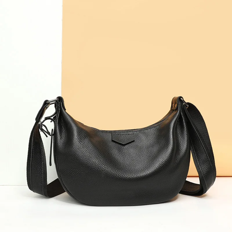 

Fashion Women Axillary Bag Genuine Leather Elegant female hobos Shoulder bags Solid Color ladies Handbags Large capacity Tote