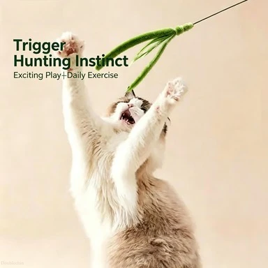 Bâtonnet à plumes de qualité professionnelle |   Conception de fil flexible ultra-résistant, jouet interactif haut de gamme pour chat pour un plaisir interactif sans fin