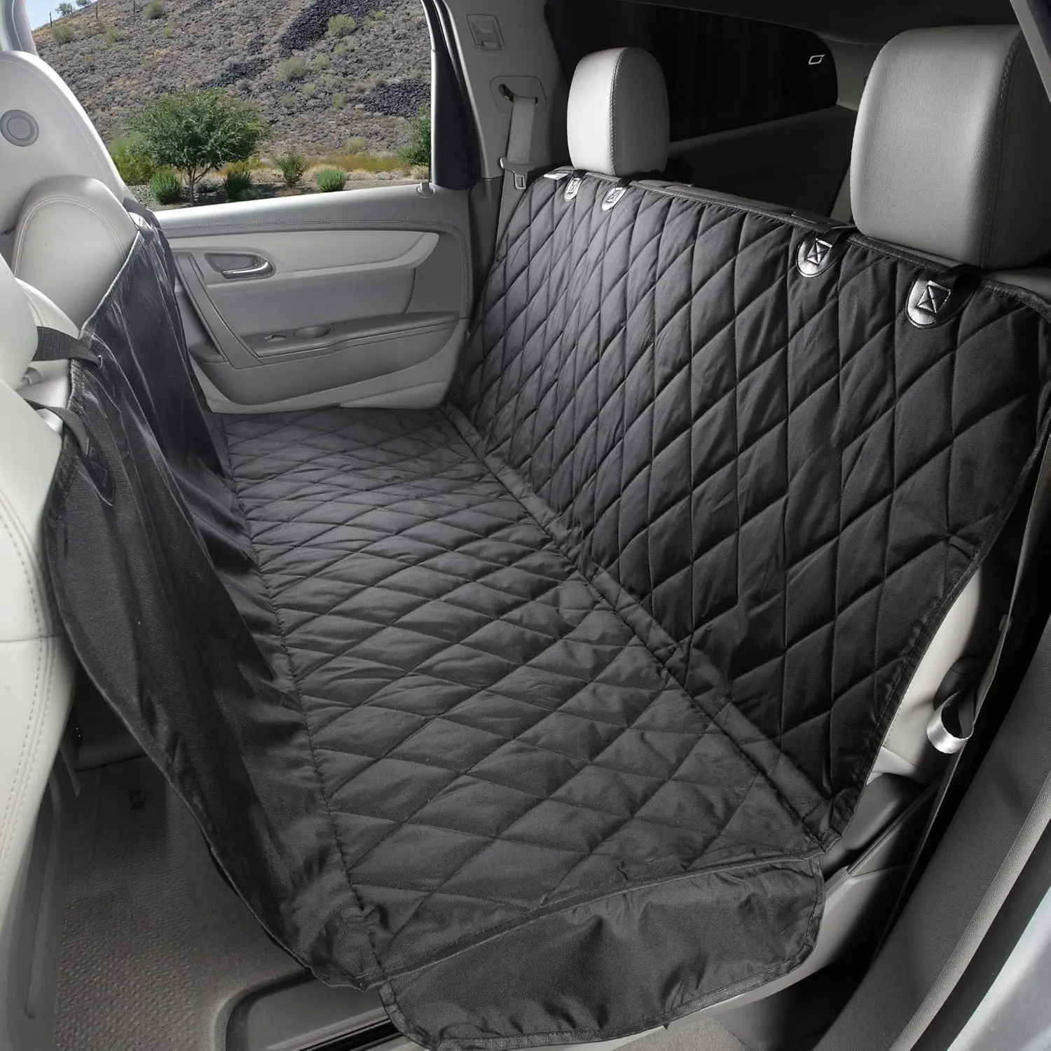 

Waterproof Dog Car Seat Cover with Hammock for Cars SUVs Trucks - Nonslip Durable Pet Backseat Protector Black