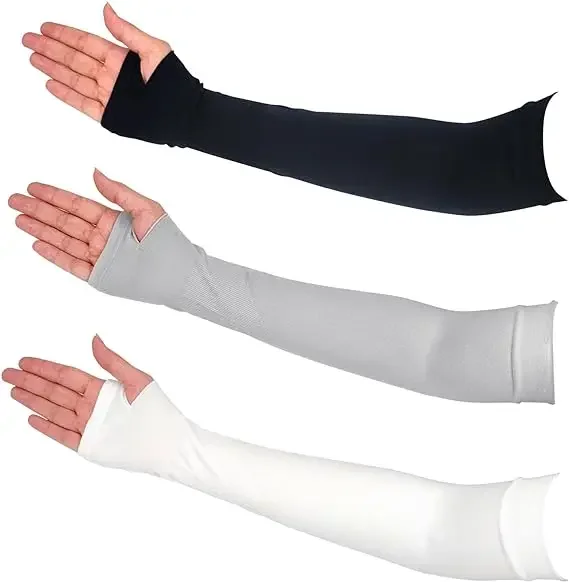 1Pair Comfy Arm Sleeves with Thumb Hole Protection Cooling Arm Sleeves Women Men Summer Sun Arm Cover Sleeves for Sports Workout