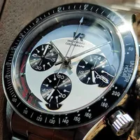 MEN'S 38MM QUARTZ WATCH SWEEP SECONDS JINGGONG VK63A CHRONOGRAPH VINTAGE PANDA DI MEN'S WATCH