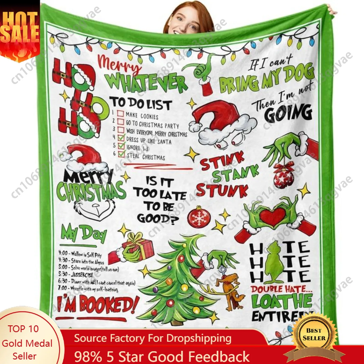 

Funny Merry Christmas Green Flannel Throw Blanket Funny Xmas Tree Birthday Gifts for Kids Men Women Winter Holiday