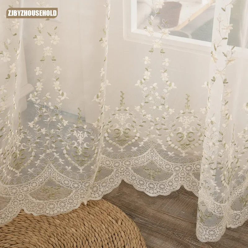 

New Modern Curtains for Living Dining Room Bedroom Embroidered Floating Window Matching White Minimalist Window Screen