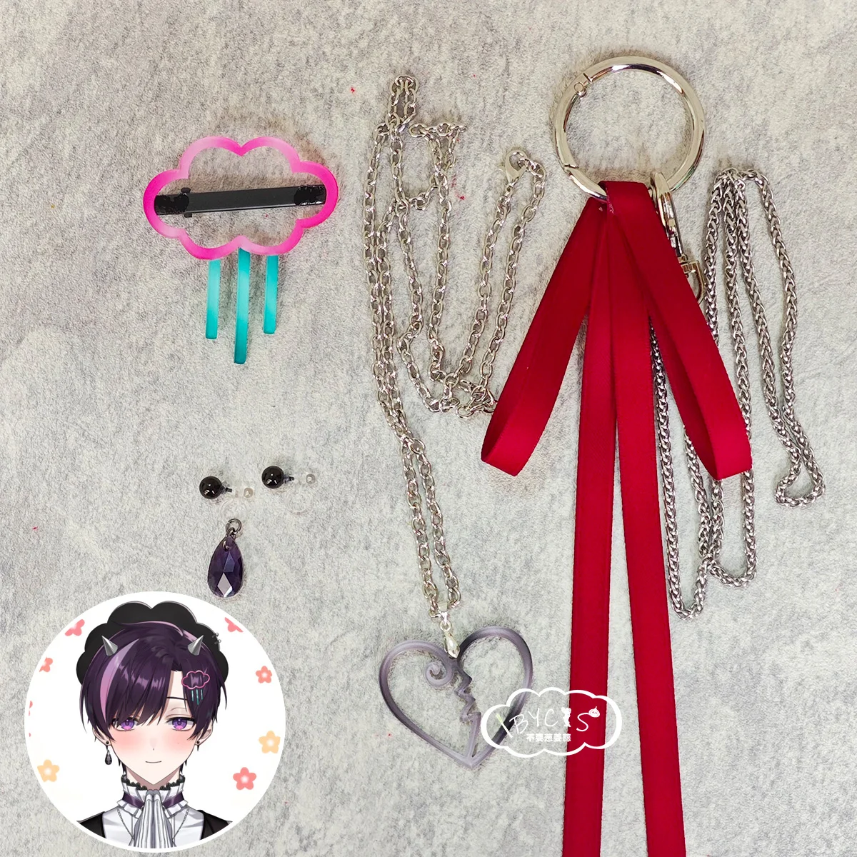 

Otto Rainy Vtuber косплей заколки для волос серьги ожерелье цепочка брюки аксессуары реквизит для костюма