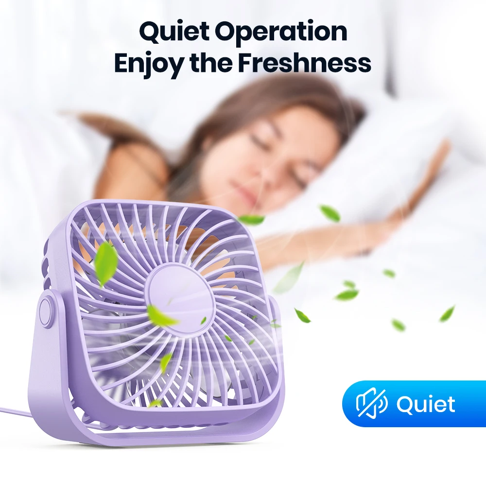 TOPK-miniventilador de escritorio portátil K52, ventilador de refrigeración pequeño con 3 velocidades y USB, giratorio de 360 °, para mesa de oficina y escritorio