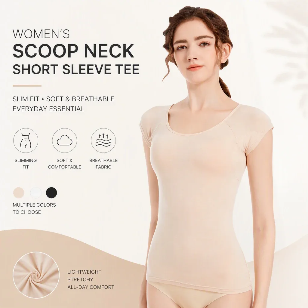 Cotton Feel Thin Vest With Underarm Sweat Pads, Anti-Sweat Stain For Underarm Perspiration