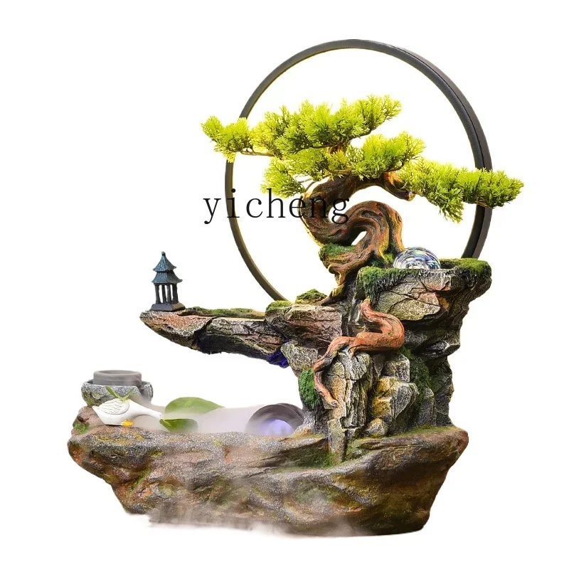 zz ornament office high-end opening gift windmill water wheel rockery flowing water makes money