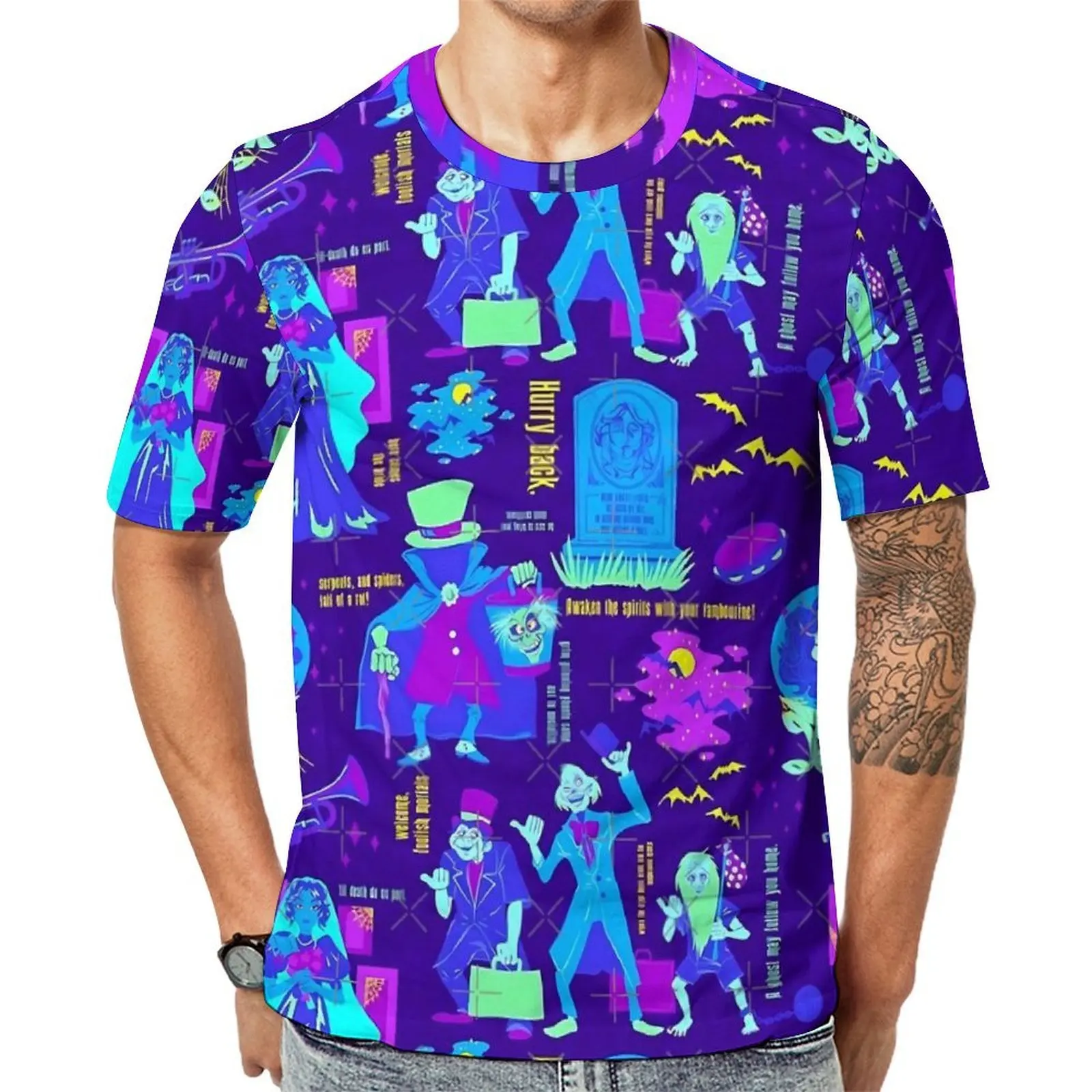 Men Haunted Mansion T Shirt Happy Haunts Harajuku T-Shirts Short Sleeve Graphic Tops Dropshipping Beach Casual Oversize Top Tees