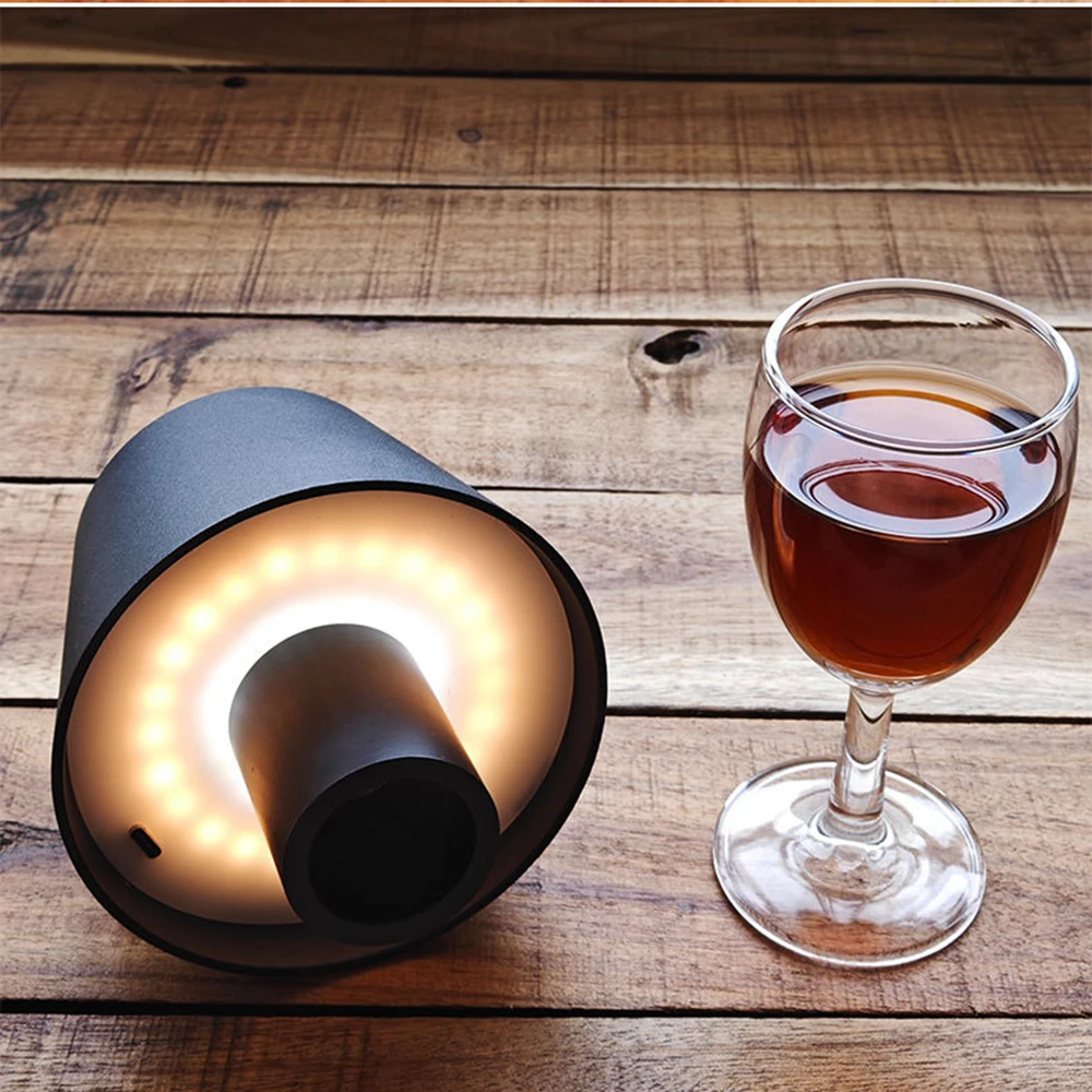Led Wijnfles Lamp Touch Dimmen Bar Tafellamp Draagbare Draadloze Metalen Bureaulamp Usb Oplaadbare Clubs Nachtlampdecor