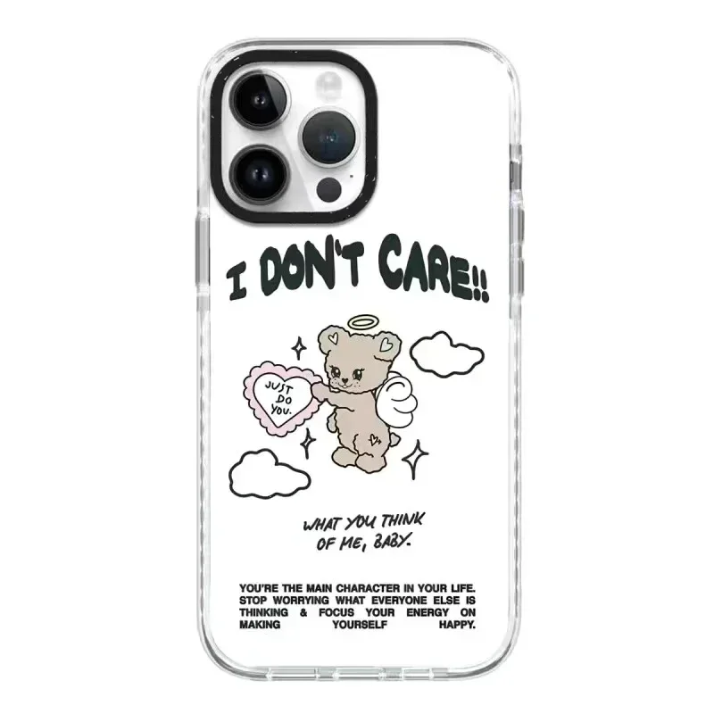 

Acrylic Cartoon Bear Angel Phone Case Cover for iPhone 11 12 13 14 15 Pro Max Case for iPhone 15 ProMax