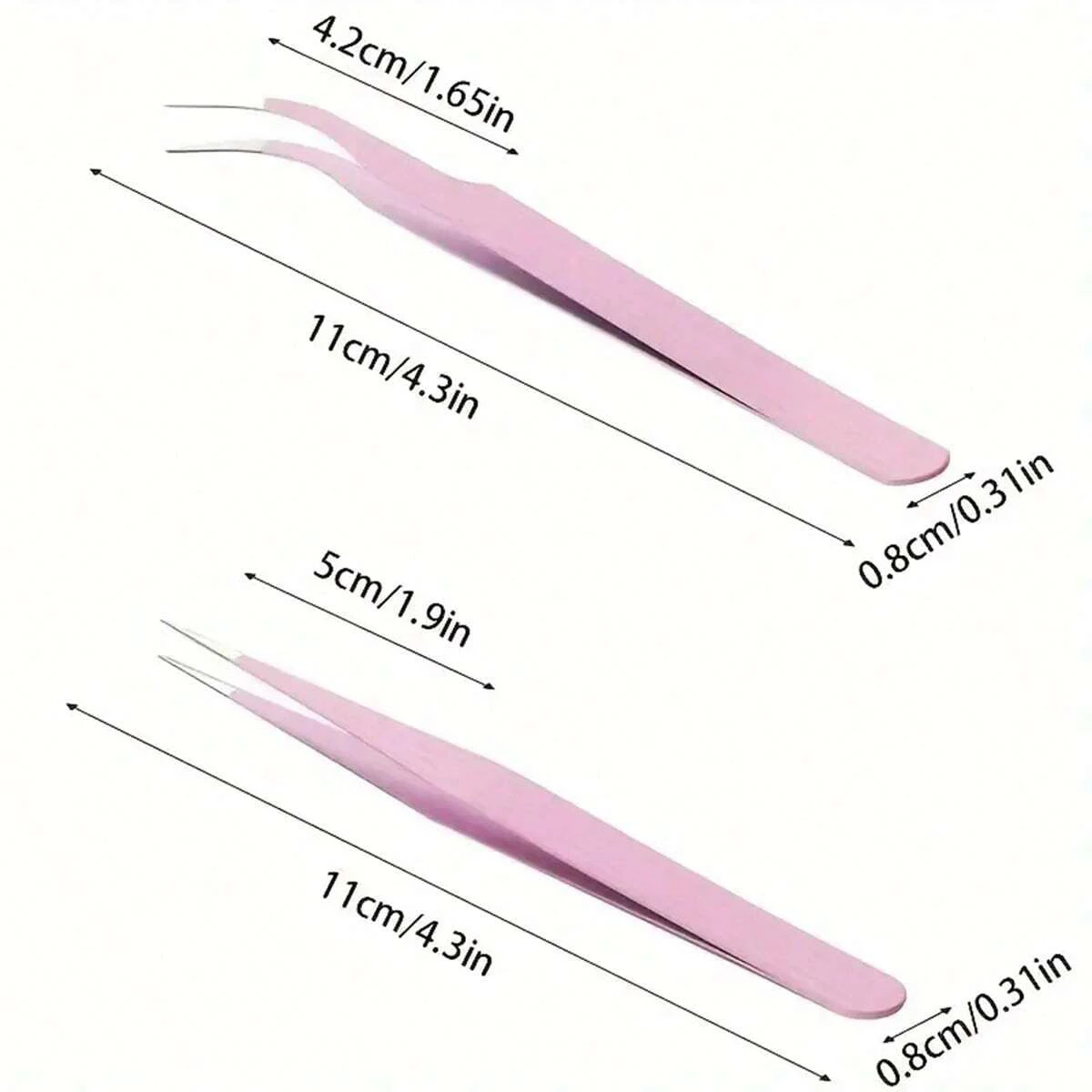 4pcs/set Pink And Black Color ,Elbow +Straight Head Tweezers, For Diy HandmadeJewelry Making Scrapbooking