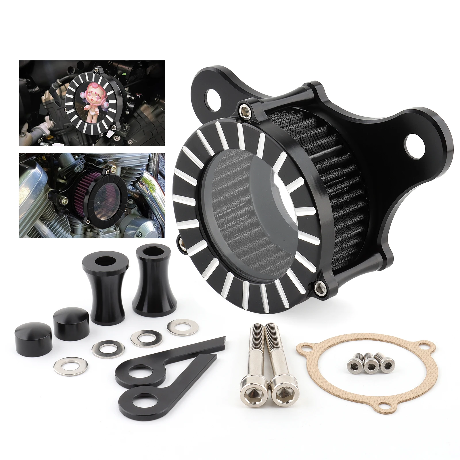 

Motorcycle Air Cleaner Air Filter Intake Kit for Harley Sportster Iron 883 XL883 XL1200 Forty Eight Forty Eight 48 72 1991-2023