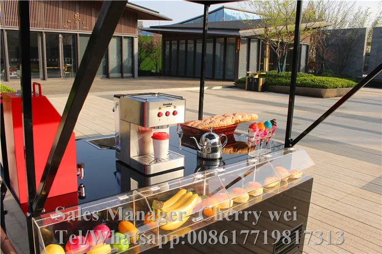 Mobile Food Carts with cooling system /electric Coffee Bike Sale Three Wheel Battery Powered 3 wheels bike tricycle cart