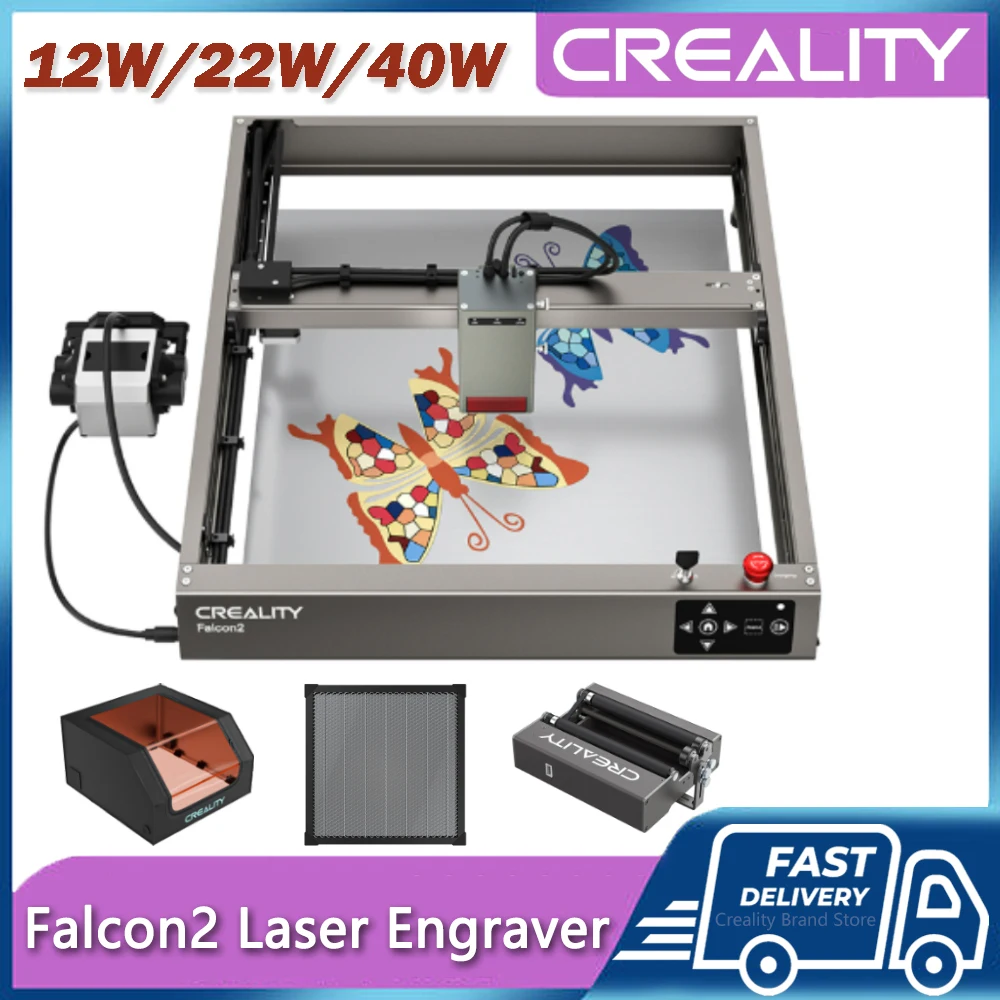 Creality Falcon2 Laser Engraver 40W/22W/12W Laser Power CNC Laser Cutting Machine 25000mm/min Colorful Offline Engraving Machine