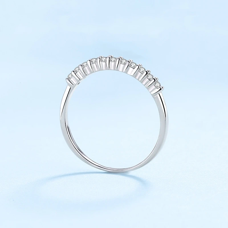 Lady Fine Jewelry Daughter 18K White Gold Rings Women Wedding Band 0.16CT Moissanite Diamond Valentine's Day Girl Birthday Gift