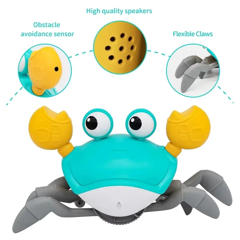 Krabbelndes Krabbenspielzeug, leichte Musik, Krabbelspielzeug, elektrisches Induktions-Fluchtspielzeug, Haustiere, elektronisches interaktives Spielzeug für Hunde und Katzen – Detail 8