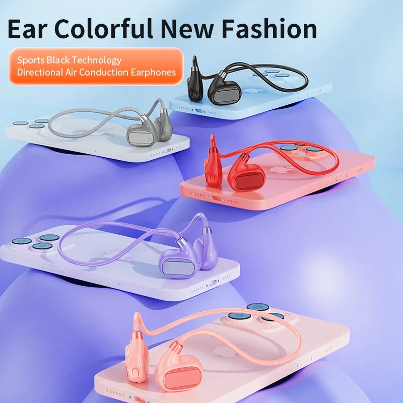 Air Conduction Not-in Ear OWS 5.3 Bluetooth Headset Sports Long Battery Life Stereo Earphone HD Call Type C Headphone Purple