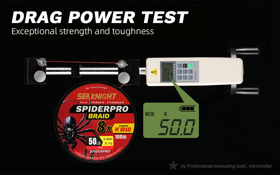 SeaKnight Brand SPIDERPRO X8 Serie Geflochtene Angelschnüre 8-fach geflochten 100M SUPER DÜNN BESCHICHTET Si+ MEERWASSERBESTÄNDIG PE-Schnur 15-100LB – Detail 8