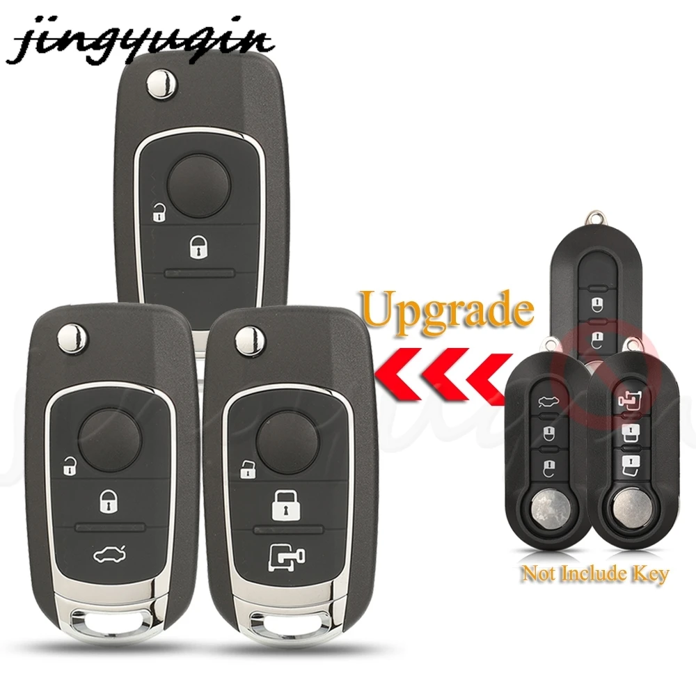 Jingyuqin 2/3BTN Modified Flip Folding Remote Car Key Shell Uncut SIP22 Blade For Fiat 500 Panda Punto Bravo Ducato Tipo Egea