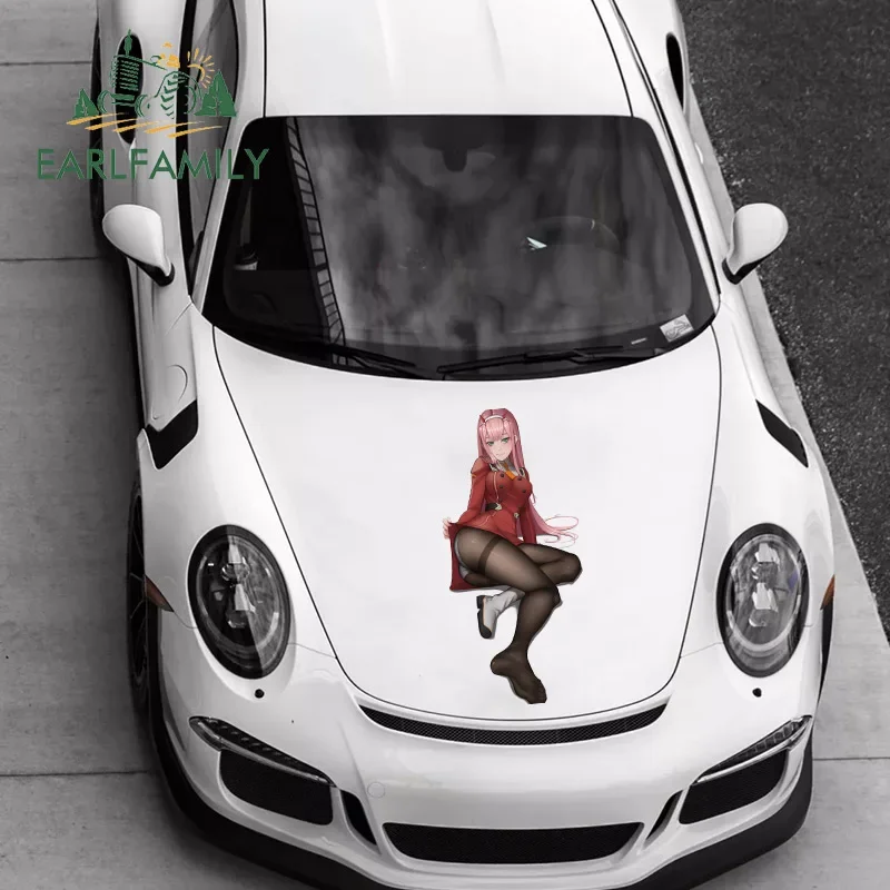 

EARLFAMILY 43cm x 20.5cm For Zero Two Motorcycle Car Stickers Personality Fine Decal Waterproof Scratch-Proof Decoration