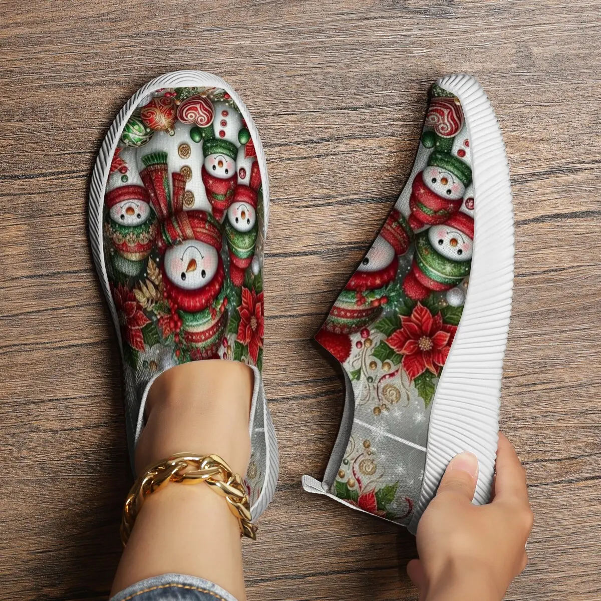 

Snowman Christmas Decor Slip-On Sneakers Shoes for Women Sneakers Zapatos Mujer Summer Footwear Lightweight Sports Shoes