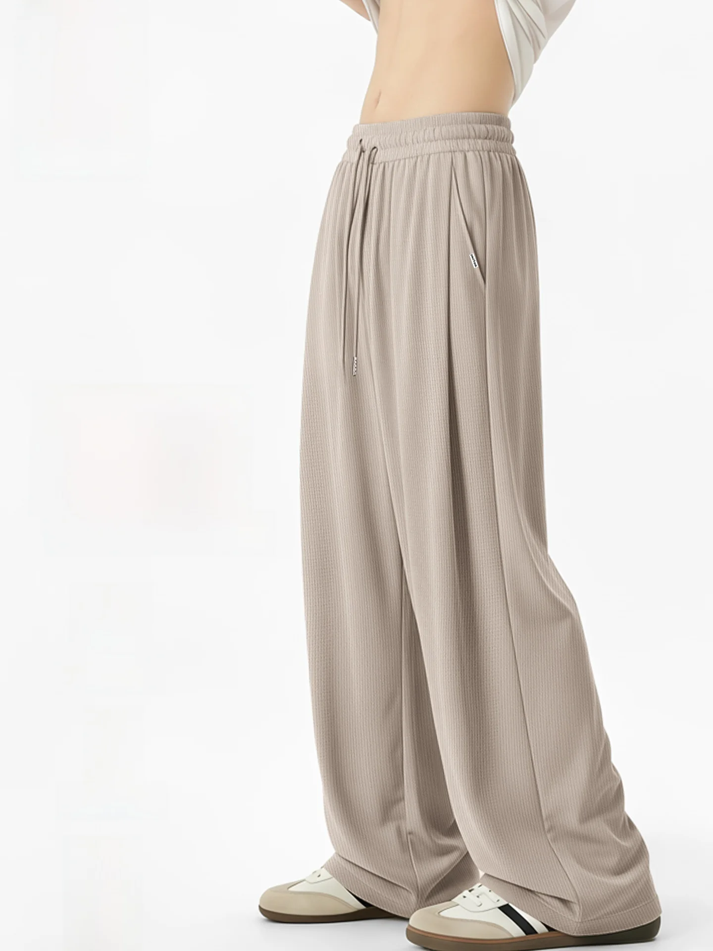 

Ice Silk Cool Feeling Casual Pants Men's Drapey Versatile Wide Leg Sports Pants Breathable Summer Street Sle