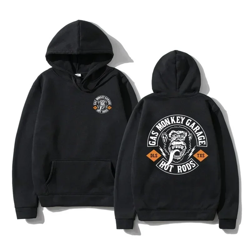 Men's Oversized Hoodies, Gas Monkey Garage Print Hoodies, Hot Rods, Limited Circular Logo, Y2K, Unisex, M-5XL