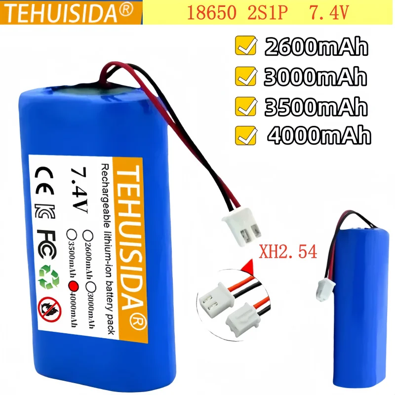 

NEW 2S1P 18650 7.4V Battery Lithium-ion Battery Pack with XH2.54 Plug 2600mah 3000mah 3500mah 4000mah Rechargeable Battery + PCB