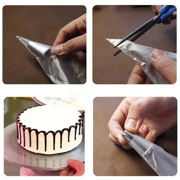 100 قطعة كيس الأنابيب القابل للتصرف الجليد فندان كعكة كريم ضغط كريم حقيبة تلميح فوهة أكياس كعكة أدوات الحلوى الديكور المعجنات