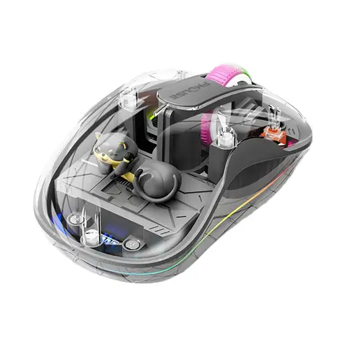 Imagen 2 del producto Ratón transparente luminoso para portátil, inalámbrico, Bluetooth, carga de tres modos, ergonómico, magnético, para tabletas y portátiles