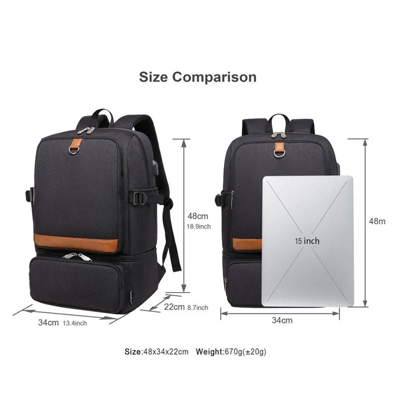 Large Capacity Laptop Backpack Compartment USB Waterproof Backpacks Cooler Bags Outdoor Hiking Thermal Insulated lunch Bag